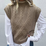 Solid Color Twist Sleeveless Vest Sweater