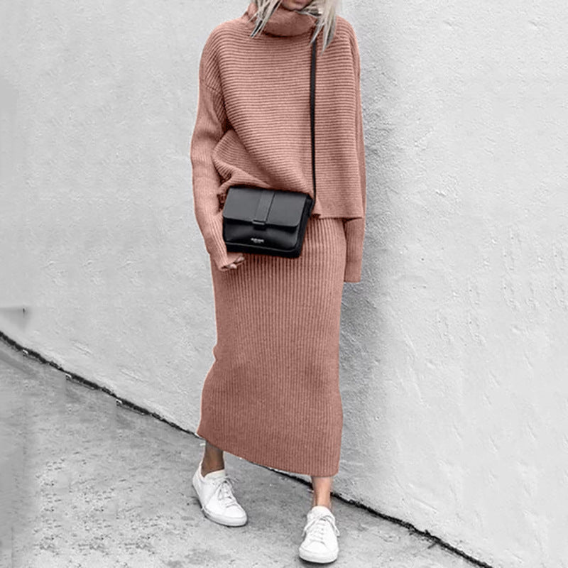 Casual Loose Long Skirt Two Piece Wool Suit