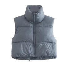 Slim Fit Sleeveless Zipped Stand Collar Cotton Vest Top