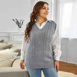 Solid Color Mid-Length Sleeveless Sweater Vest