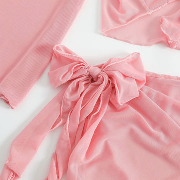 Four Piece Long Sleeve Split Gauze Skirt Swimsuit for Women