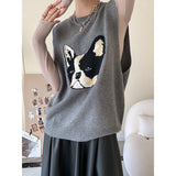 Age-Reducing French Bulldog Embroidered Women's Knit Vest