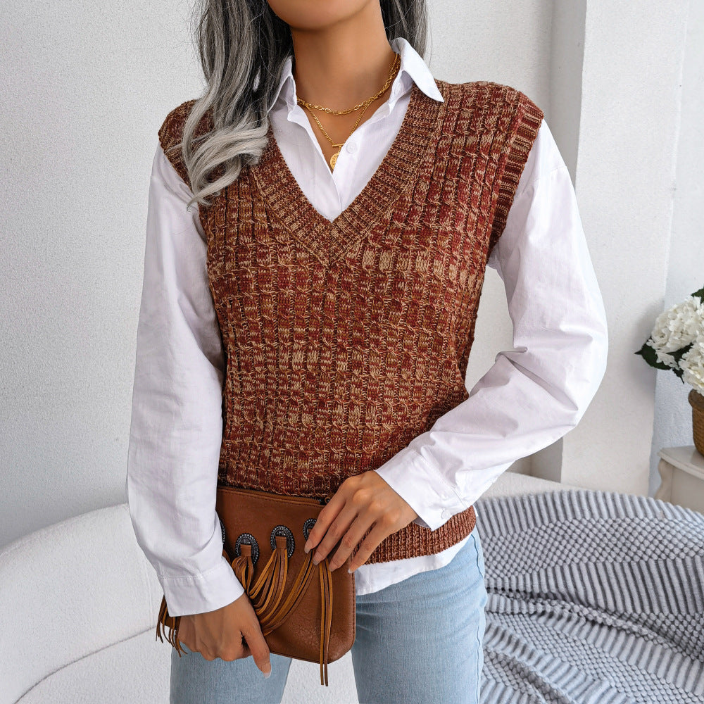 Twist V-neck Sweater Vest For Women
