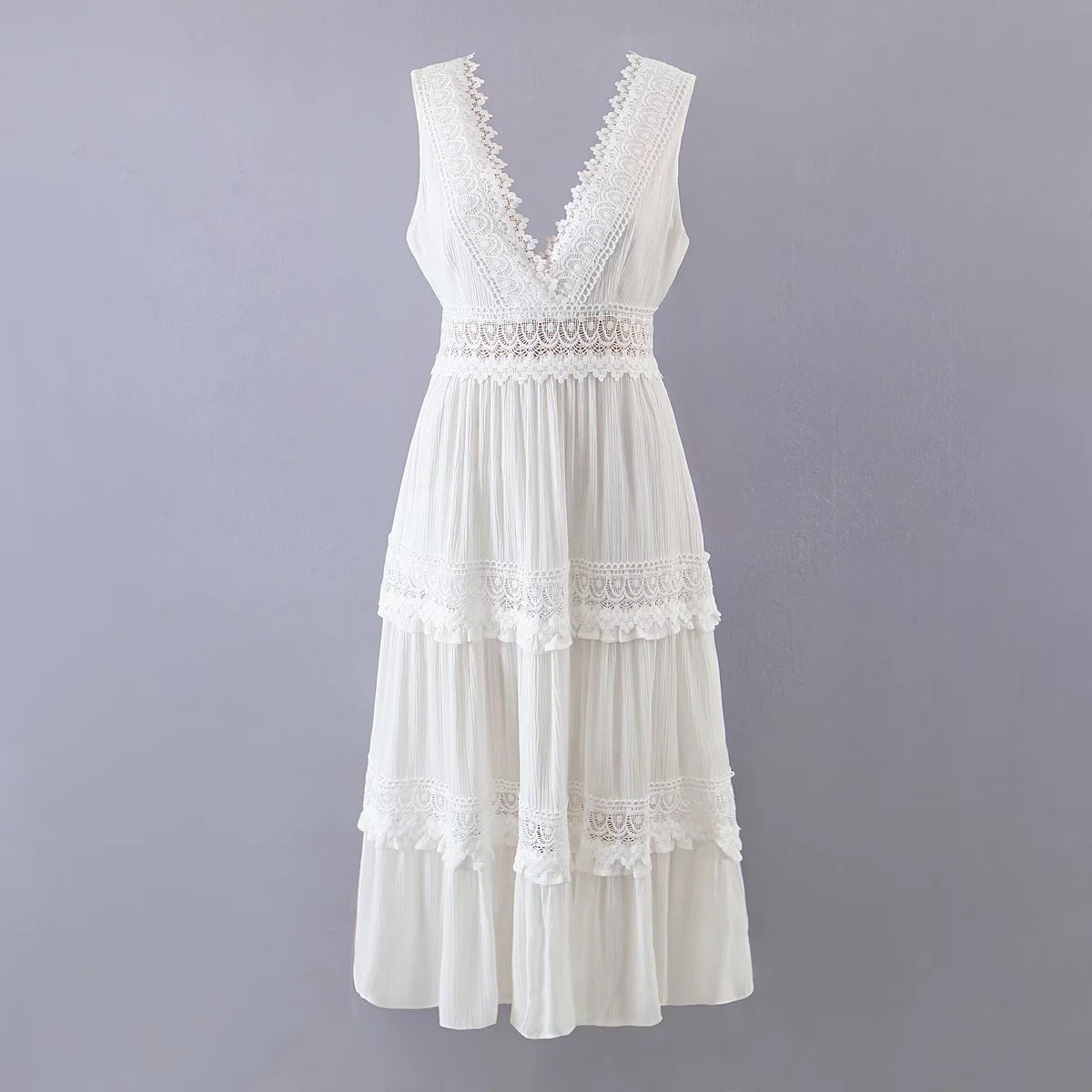 Vintage White Dress V-Neckline