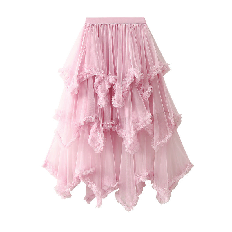 High Waist Big Swing Puffy Fairy Gauze Dress Long Skirt
