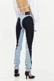 Block Color Stitching Light Wash Jeans