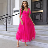 maxi pink dress with lace-up shoulder