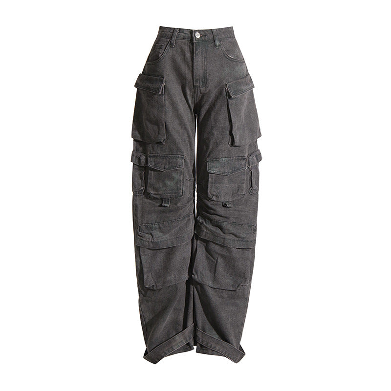 Tie-Dye Camouflage Multi-Pocket Cargo Pants for Women