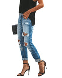 Summer Casual Washed Ripped Straight Street Jeans for Women