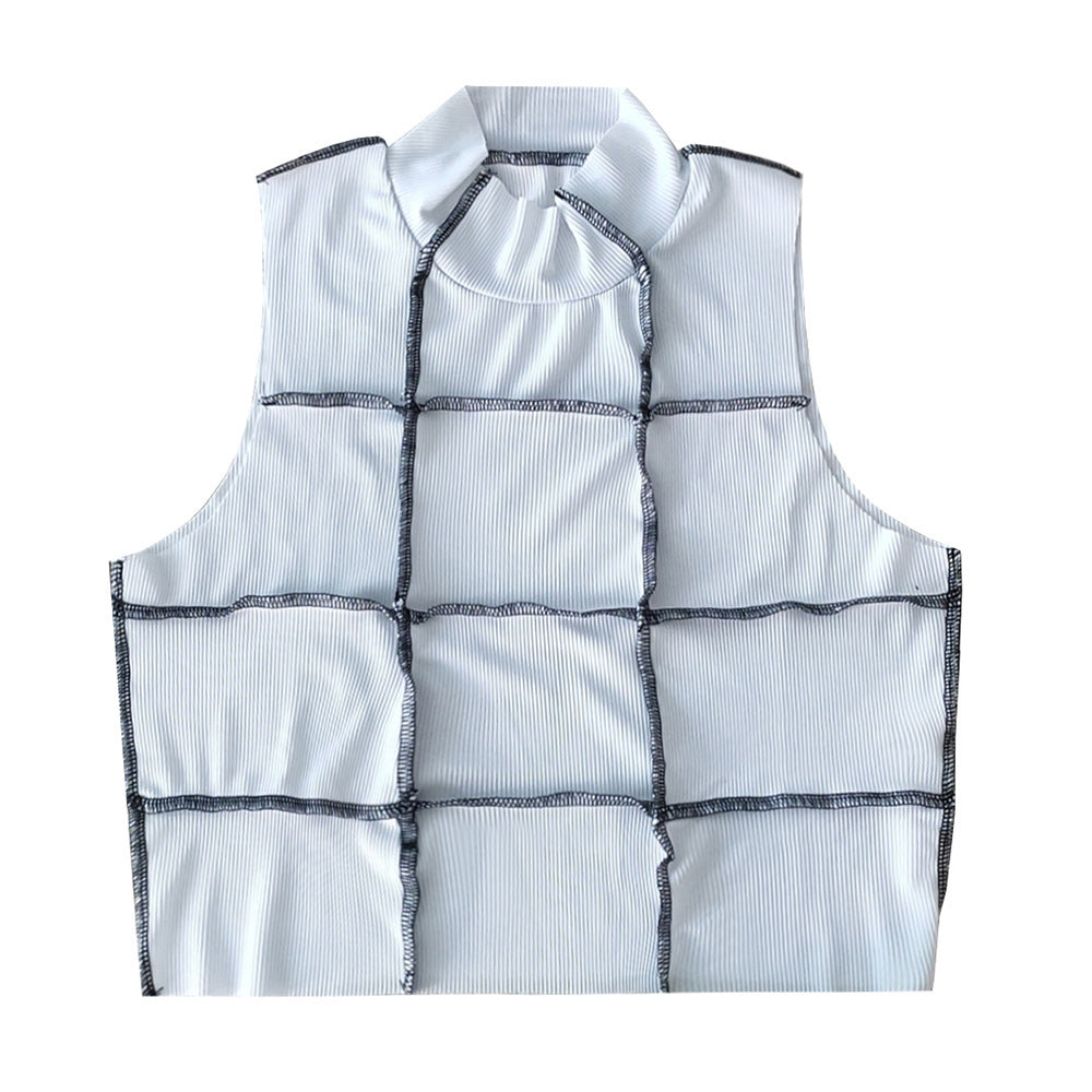 Sexy Color Block Patchwork Slim Vest Top