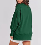Front Short Back Long Side Slit Loose Sweatshirt For Women