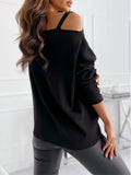 Sexy Chain Fastener Decoration Long Sleeved Top Women