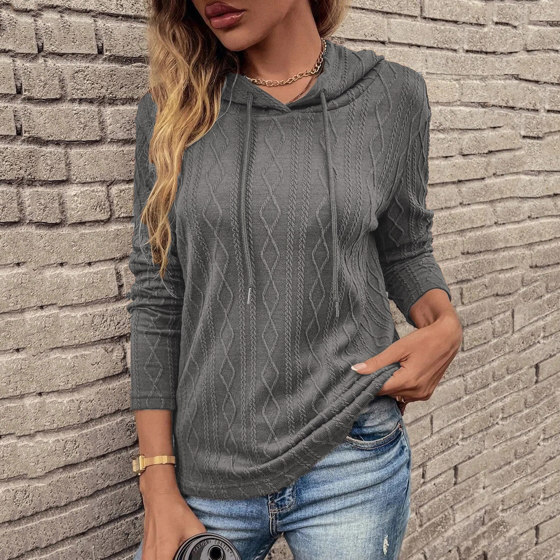 Women's Solid Color Hooded Sweater T-Shirt