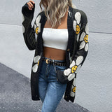 Mid length Floral Long Sleeve Sweater Cardigan