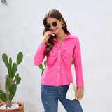 hot pink button down shirt