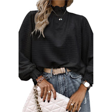 Pleated Neck Long Sleeved Simple Bottoming Shirt