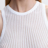 Sleeveless round Neck Thin Striped Cutout Breathable Wool Vest