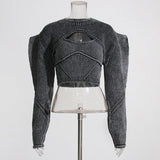 Knitted Two-Piece Distressed Sweater Women