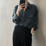 Solid Color Spring Long Sleeve Shirt for Women