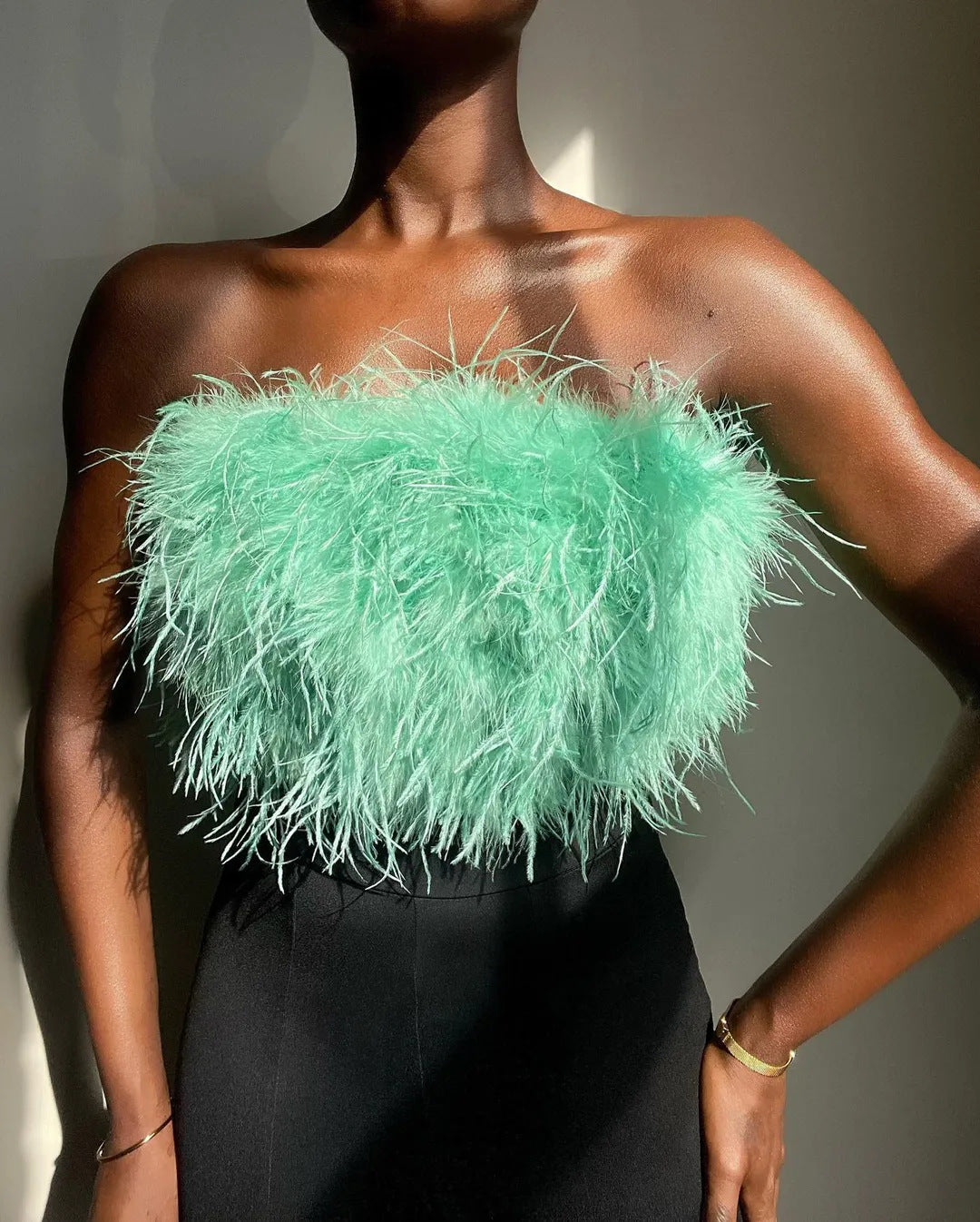 Summer Feather Multi Color Fur Tube Top