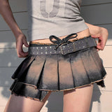 Vintage Belted Denim Skirt